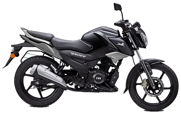 TVS Raider 125 preta vista de perfil lado direito